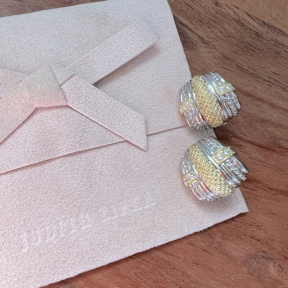 EUC Judith Ripka Vintage JR TWO Couture Diamond Button Earrings - Picture 12 of 13